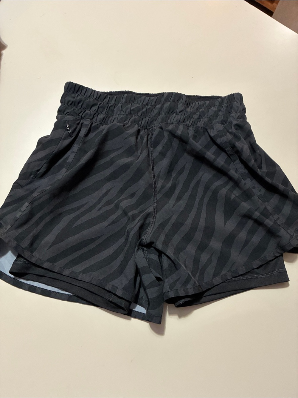 Avia Black Zebra-Print Athletic Shorts